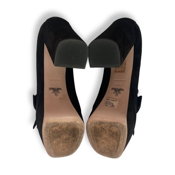 Prada Suede fringe block heels shoes size 38.5 - Picture 6 of 11